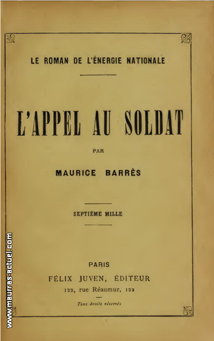 M. Barrs. L'appel au soldat. Edt F. Juven, 1900