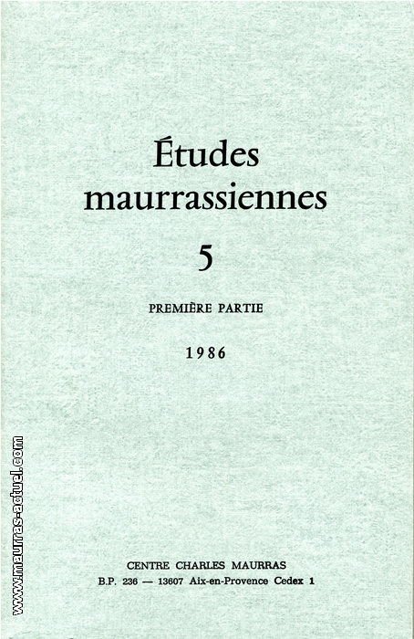 Victor Nguyen. Etudes maurrassiennes, tome 5-1. 1986
