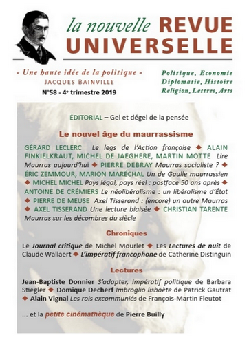 La Nouvelle Revue Universelle, n°58. 4° trimestre 2019.