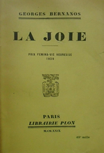 G. Bernanos. La Joie. Edt Plon, 1929