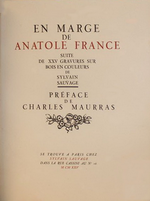 S. Sauvage. En marge de Anatole France. 1925